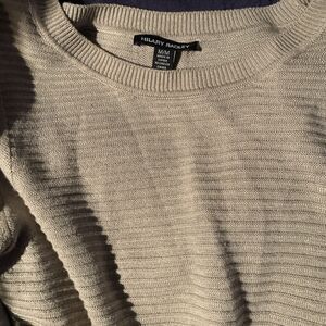 Hilary Radley Ribknit Long Sleeve Twofer Sweater Size MED Layered Accent hem